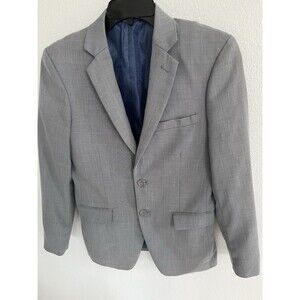 Braveman Mens 2-Piece Suit Solid 2-Butto Jacket 34 Pants 28W Gray Formal Wedding